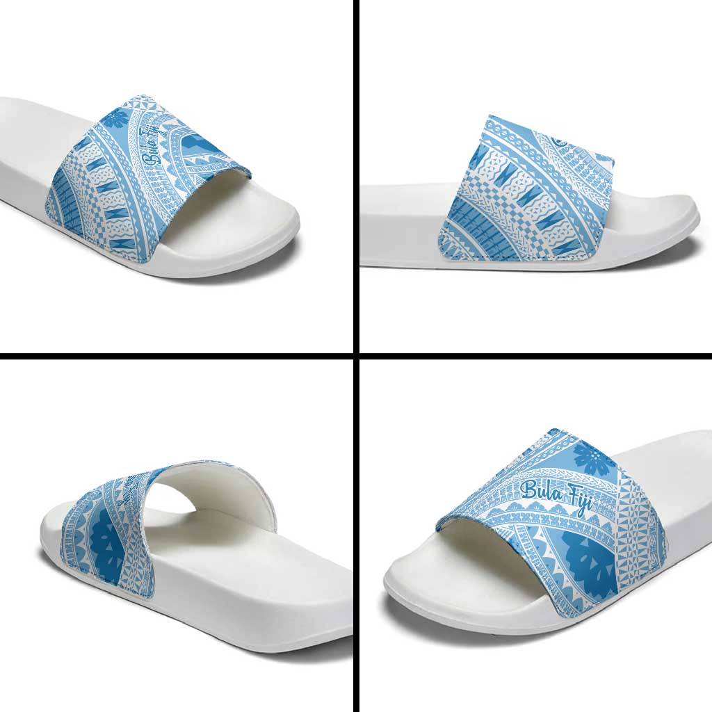 Bula Fiji Classic Masi Tapa Slide Sandals Turquoise - Polynesian Pride