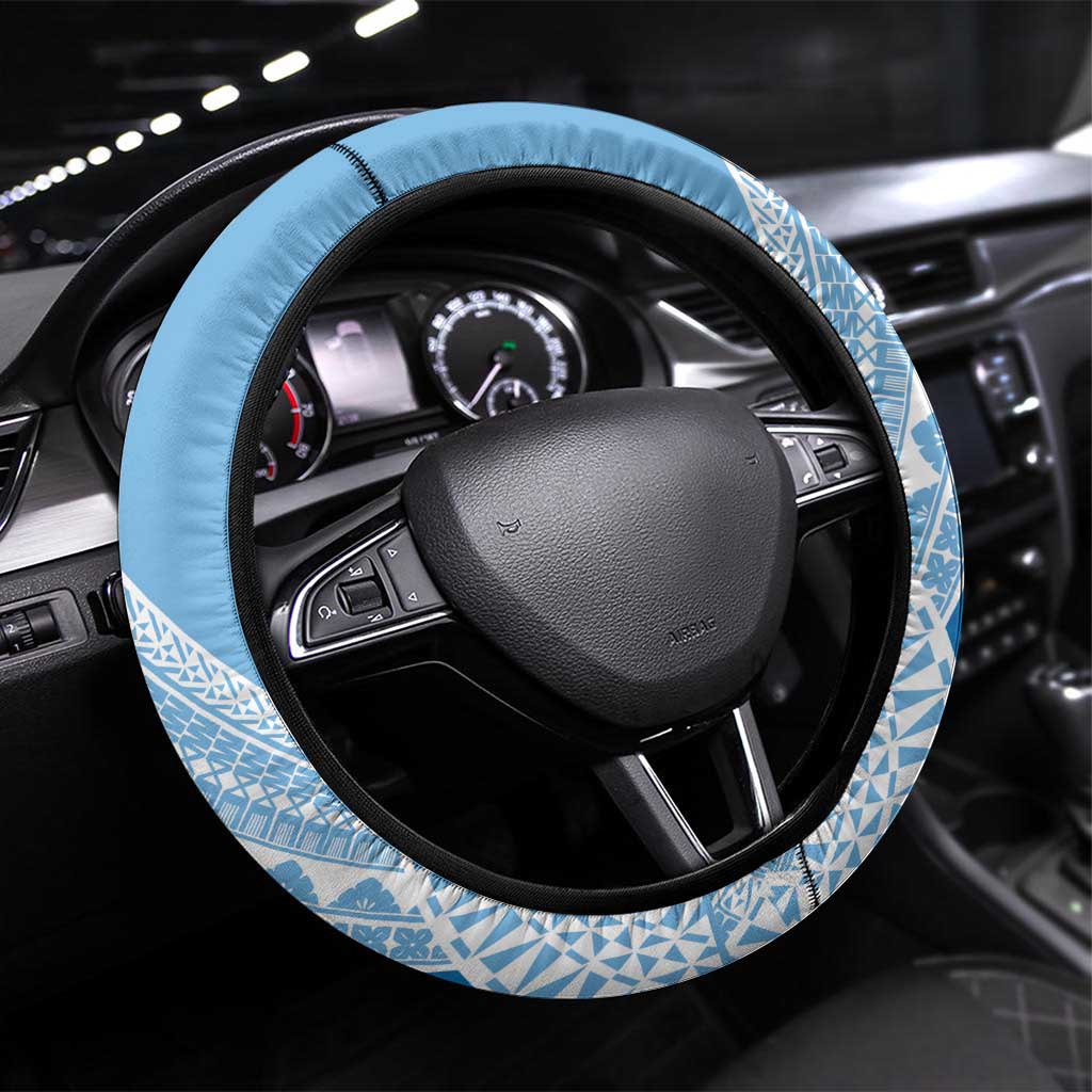 Bula Fiji Classic Masi Tapa Steering Wheel Cover Turquoise - Polynesian Pride