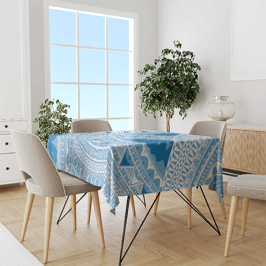 Bula Fiji Classic Masi Tapa Tablecloth Turquoise - Polynesian Pride