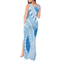 Bula Fiji Classic Masi Tapa Tank Maxi Dress Turquoise - Polynesian Pride