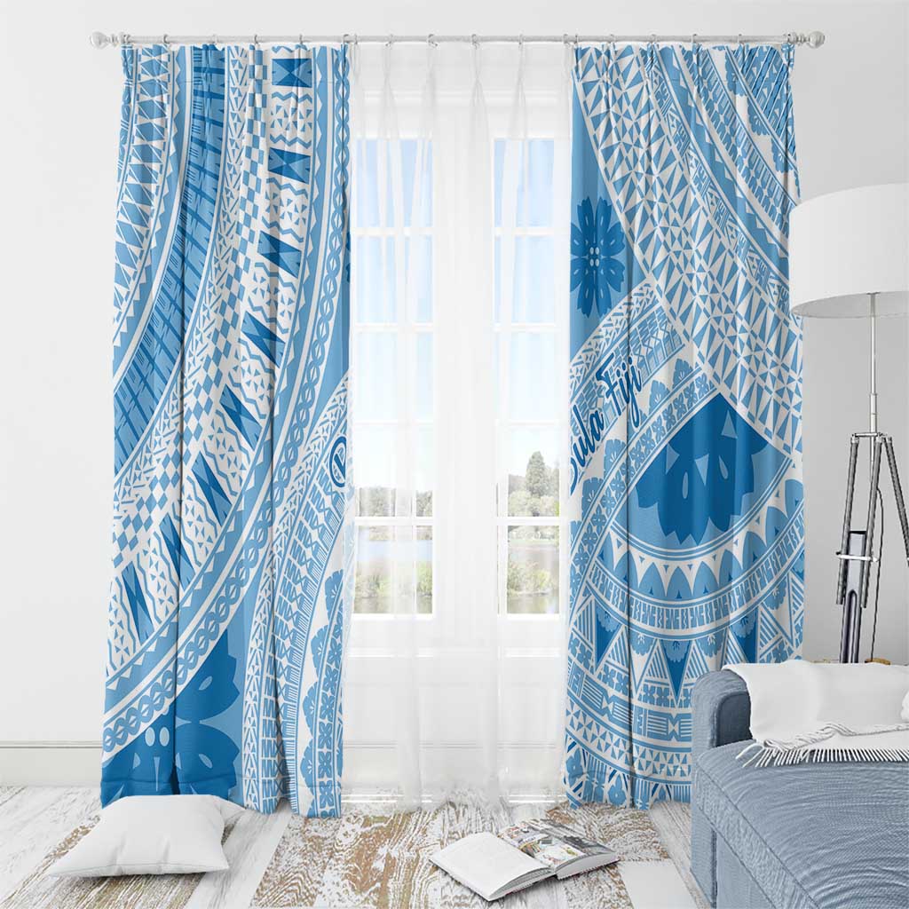Bula Fiji Classic Masi Tapa Window Curtain Turquoise - Polynesian Pride