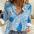 Bula Fiji Classic Masi Tapa Women Casual Shirt Turquoise - Polynesian Pride