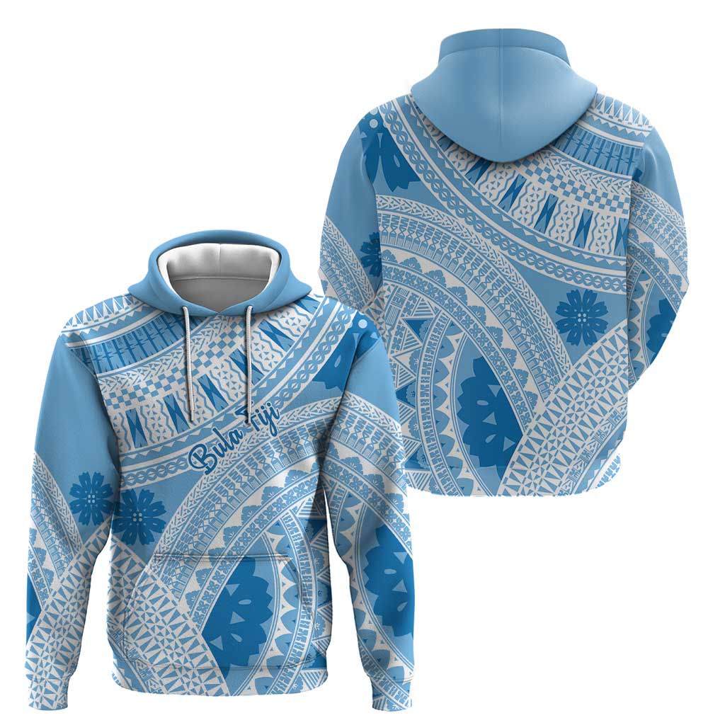 Bula Fiji Classic Masi Tapa Zip Hoodie Turquoise - Polynesian Pride