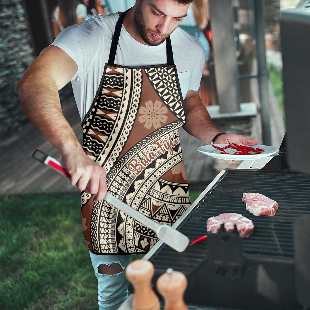 Bula Fiji Classic Masi Tapa Apron Vintage Brown - Polynesian Pride