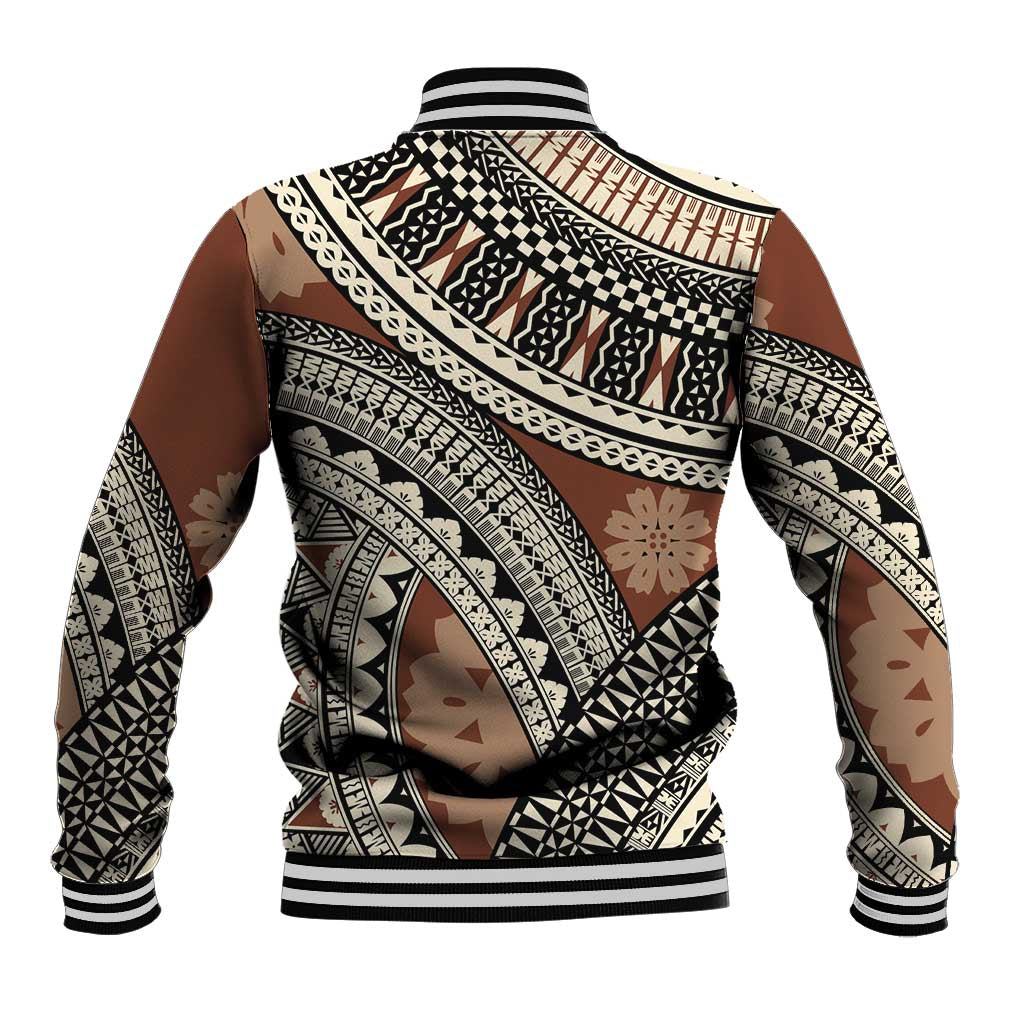Bula Fiji Classic Masi Tapa Baseball Jacket Vintage Brown - Polynesian Pride