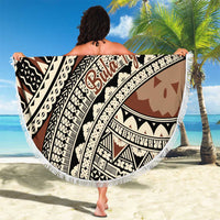 Bula Fiji Classic Masi Tapa Beach Blanket Vintage Brown - Polynesian Pride