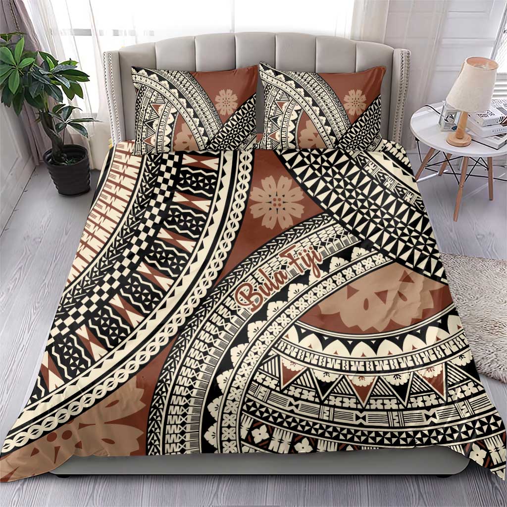 Bula Fiji Classic Masi Tapa Bedding Set Vintage Brown - Polynesian Pride