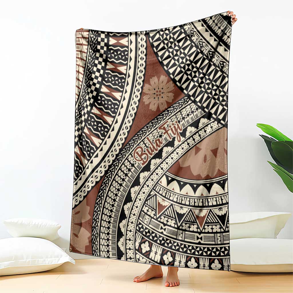 Bula Fiji Classic Masi Tapa Blanket Vintage Brown - Polynesian Pride