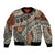 Bula Fiji Classic Masi Tapa Bomber Jacket Vintage Brown - Polynesian Pride
