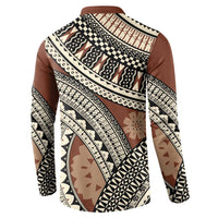 Bula Fiji Classic Masi Tapa Button Sweatshirt Vintage Brown - Polynesian Pride