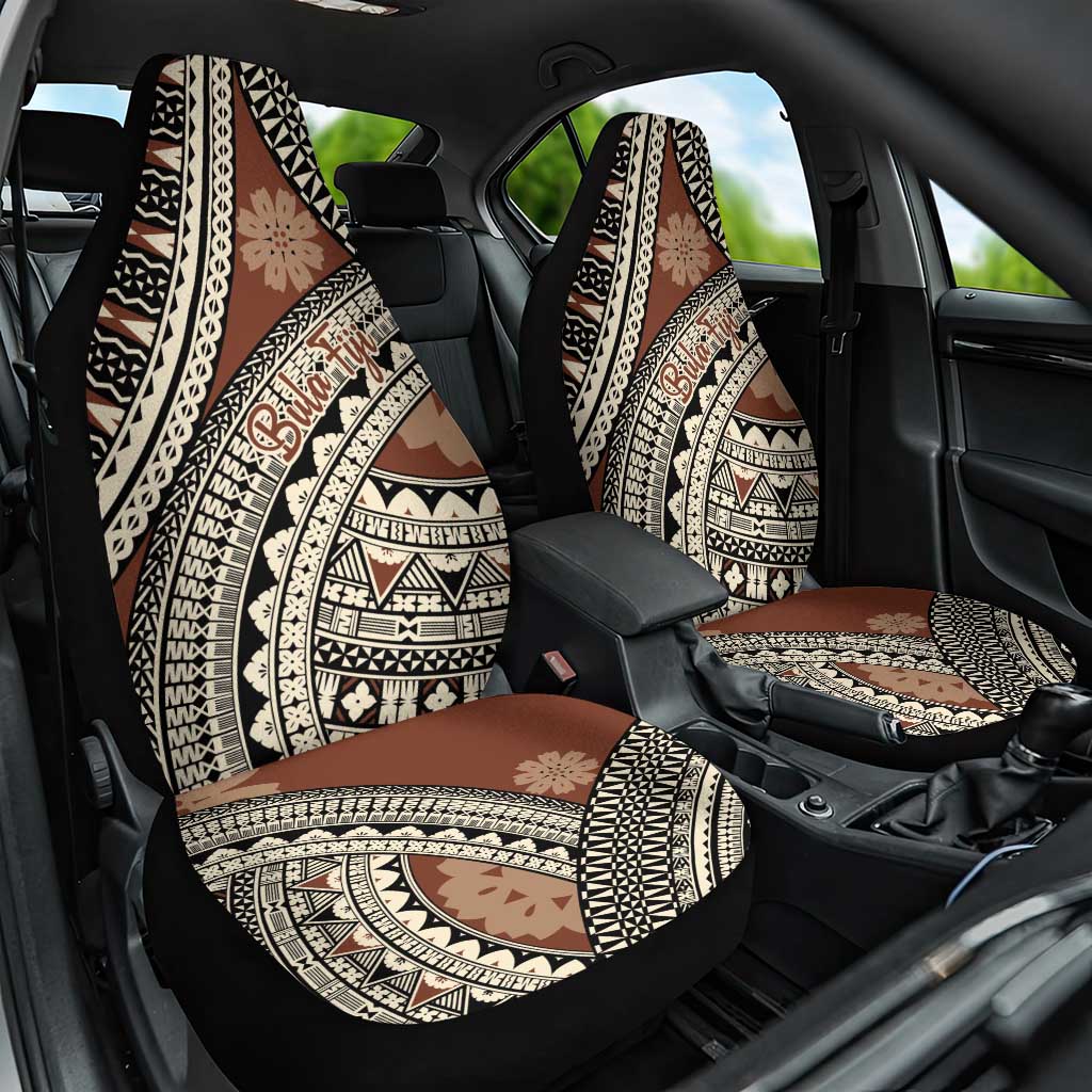 Bula Fiji Classic Masi Tapa Car Seat Cover Vintage Brown - Polynesian Pride