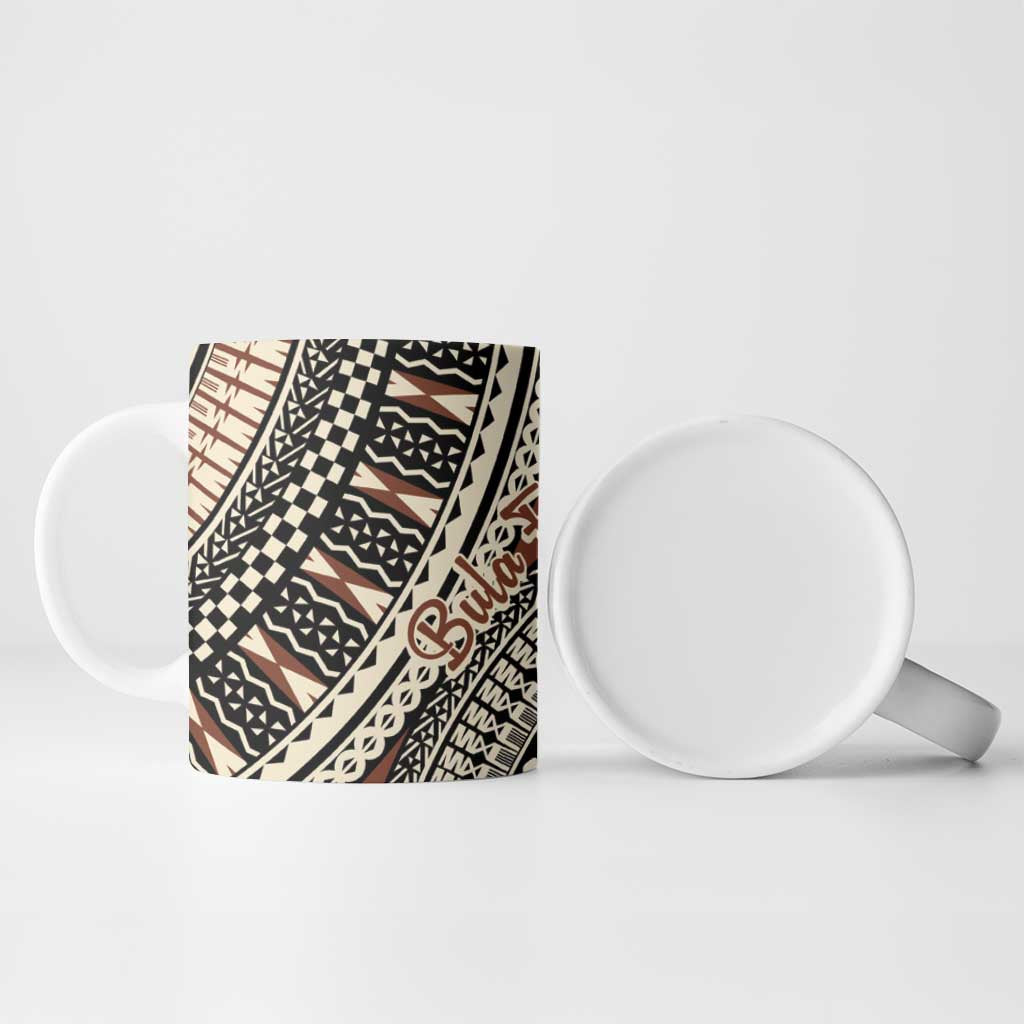 Bula Fiji Classic Masi Tapa Ceramic Mug Vintage Brown - Polynesian Pride