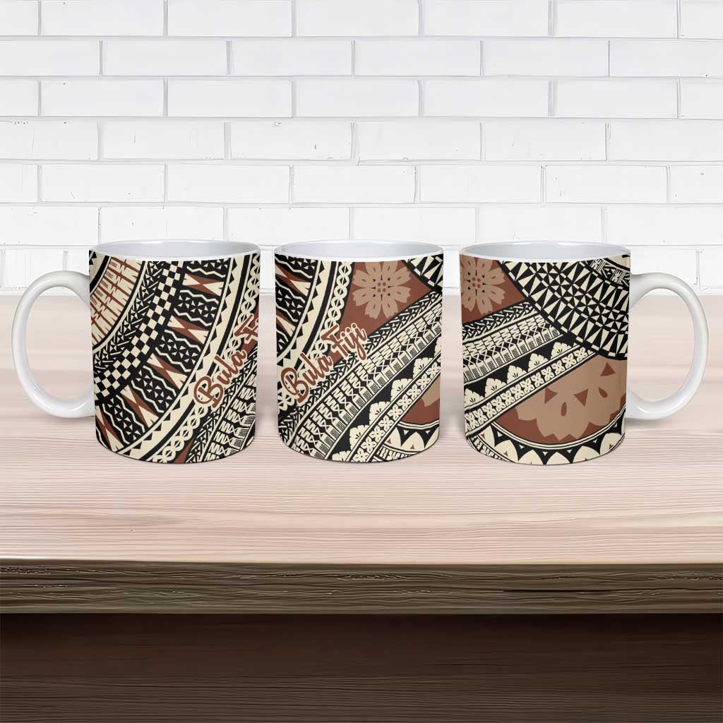 Bula Fiji Classic Masi Tapa Ceramic Mug Vintage Brown - Polynesian Pride