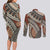 Bula Fiji Classic Masi Tapa Couples Matching Long Sleeve Bodycon Dress and Long Sleeve Button Shirt Vintage Brown - Polynesian Pride