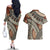 Bula Fiji Classic Masi Tapa Couples Matching Off The Shoulder Long Sleeve Dress and Hawaiian Shirt Vintage Brown - Polynesian Pride