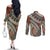 Bula Fiji Classic Masi Tapa Couples Matching Off The Shoulder Long Sleeve Dress and Long Sleeve Button Shirt Vintage Brown - Polynesian Pride