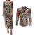 Bula Fiji Classic Masi Tapa Couples Matching Puletasi and Long Sleeve Button Shirt Vintage Brown - Polynesian Pride