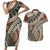 Bula Fiji Classic Masi Tapa Couples Matching Short Sleeve Bodycon Dress and Hawaiian Shirt Vintage Brown - Polynesian Pride
