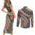 Bula Fiji Classic Masi Tapa Couples Matching Short Sleeve Bodycon Dress and Long Sleeve Button Shirt Vintage Brown - Polynesian Pride