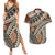 Bula Fiji Classic Masi Tapa Couples Matching Summer Maxi Dress and Hawaiian Shirt Vintage Brown - Polynesian Pride