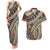 Bula Fiji Classic Masi Tapa Couples Matching Tank Maxi Dress and Hawaiian Shirt Vintage Brown - Polynesian Pride