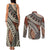 Bula Fiji Classic Masi Tapa Couples Matching Tank Maxi Dress and Long Sleeve Button Shirt Vintage Brown - Polynesian Pride