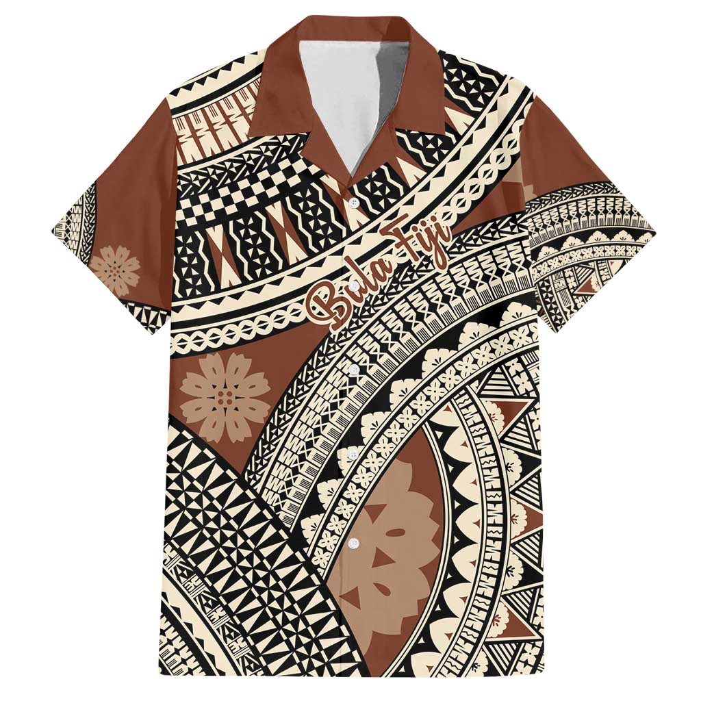 Bula Fiji Classic Masi Tapa Family Matching Summer Maxi Dress and Hawaiian Shirt Vintage Brown - Polynesian Pride