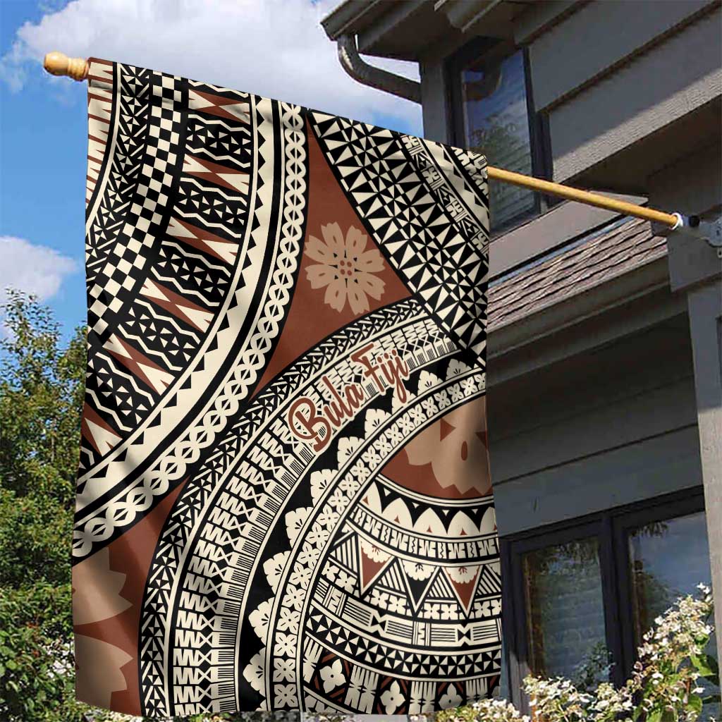 Bula Fiji Classic Masi Tapa Garden Flag Vintage Brown - Polynesian Pride