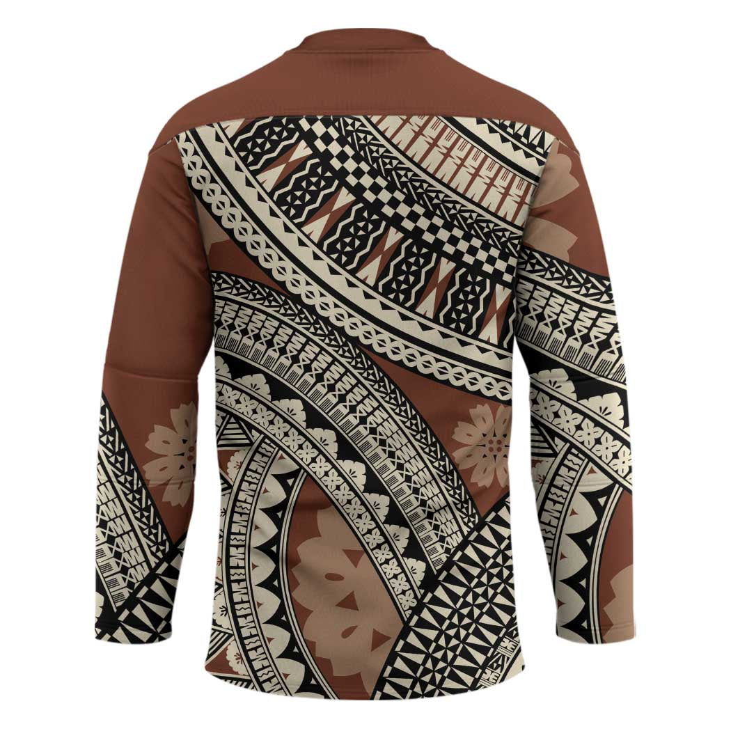 Bula Fiji Classic Masi Tapa Hockey Jersey Vintage Brown - Polynesian Pride