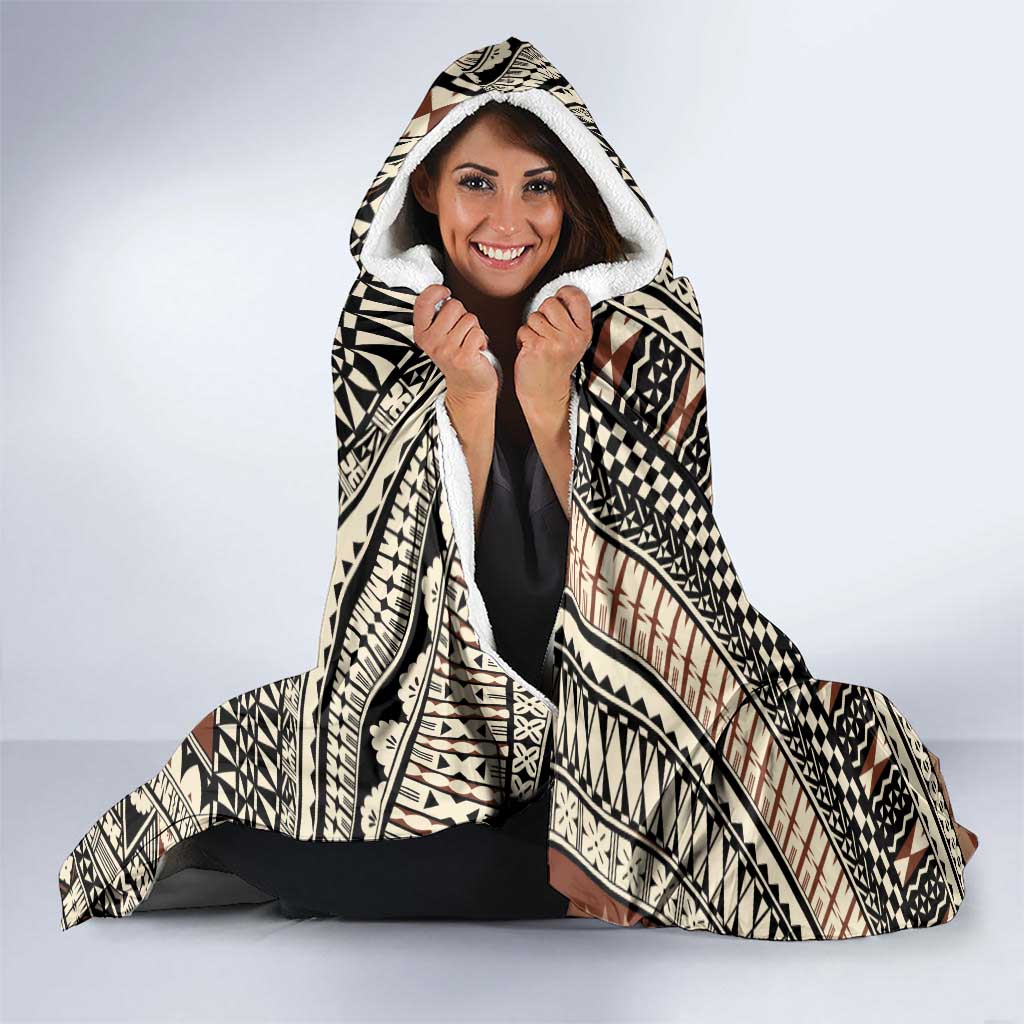 Bula Fiji Classic Masi Tapa Hooded Blanket Vintage Brown - Polynesian Pride