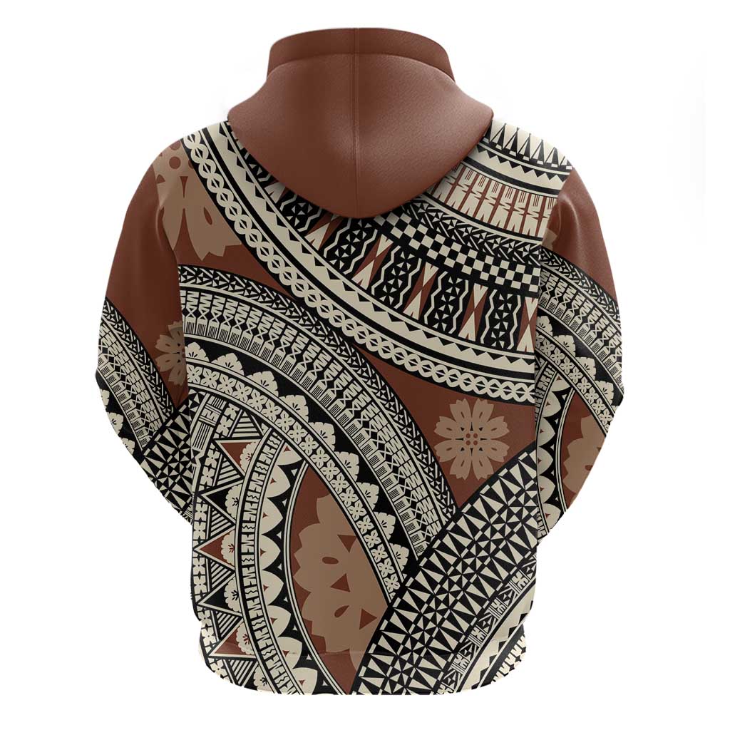 Bula Fiji Classic Masi Tapa Hoodie Vintage Brown - Polynesian Pride