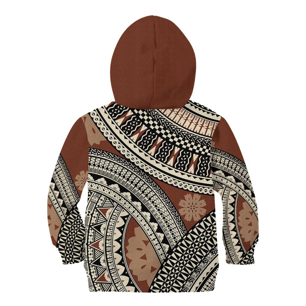 Bula Fiji Classic Masi Tapa Kid Hoodie Vintage Brown - Polynesian Pride