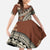 Bula Fiji Classic Masi Tapa Kid Short Sleeve Dress Vintage Brown - Polynesian Pride
