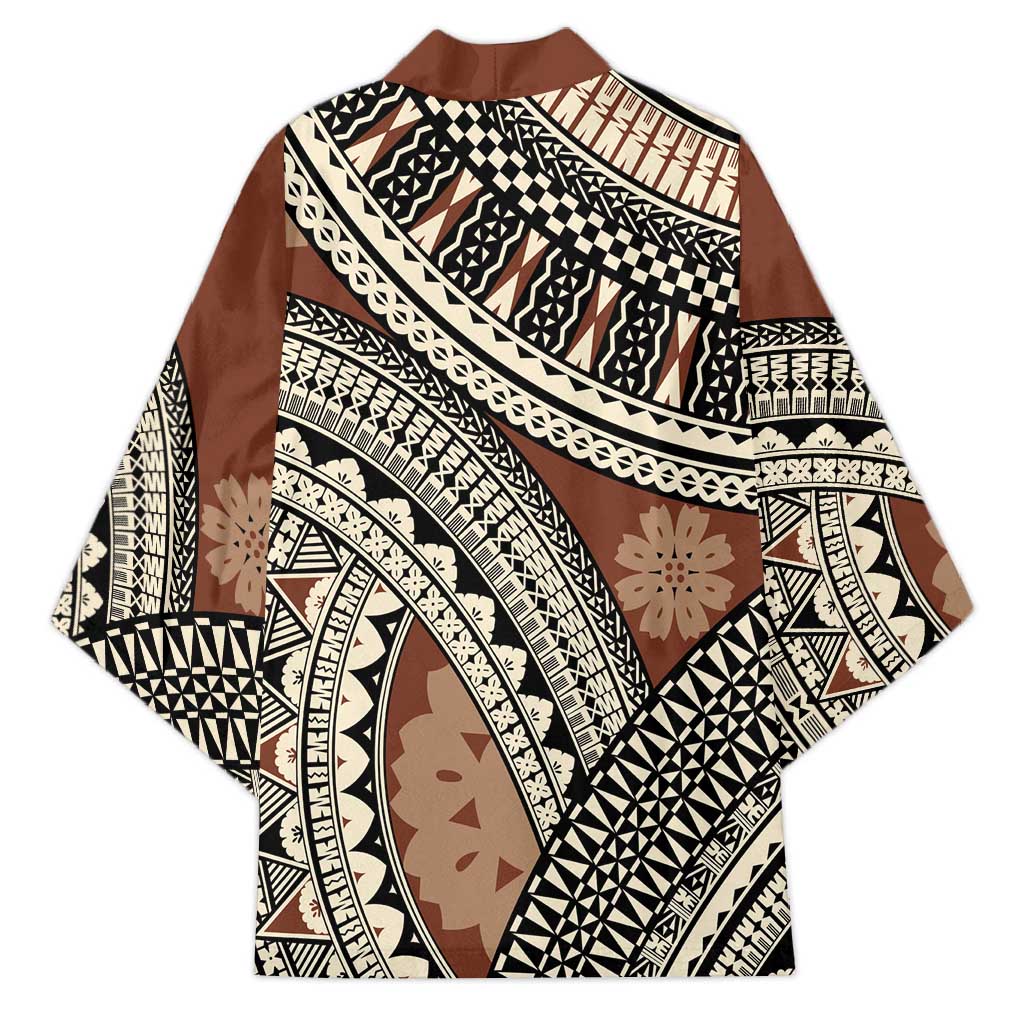 Bula Fiji Classic Masi Tapa Kimono Vintage Brown - Polynesian Pride