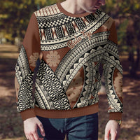 Bula Fiji Classic Masi Tapa Ugly Christmas Sweater Vintage Brown - Polynesian Pride