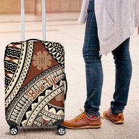 Bula Fiji Classic Masi Tapa Luggage Cover Vintage Brown - Polynesian Pride