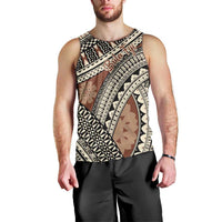 Bula Fiji Classic Masi Tapa Men Tank Top Vintage Brown - Polynesian Pride