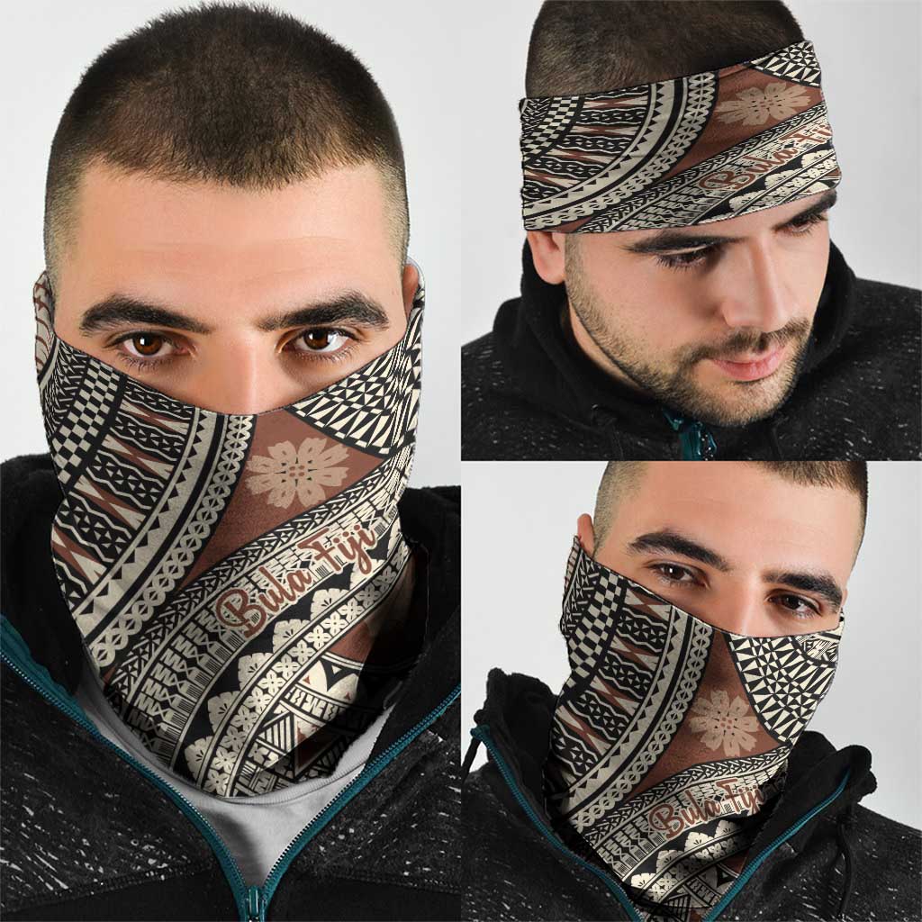 Bula Fiji Classic Masi Tapa Neck Gaiter Vintage Brown - Polynesian Pride