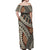 Bula Fiji Classic Masi Tapa Off Shoulder Maxi Dress Vintage Brown - Polynesian Pride
