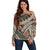 Bula Fiji Classic Masi Tapa Off Shoulder Sweater Vintage Brown - Polynesian Pride