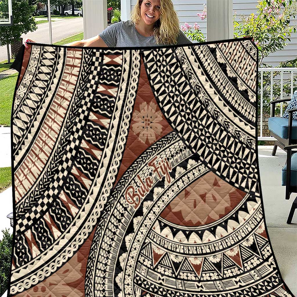 Bula Fiji Classic Masi Tapa Quilt Vintage Brown - Polynesian Pride