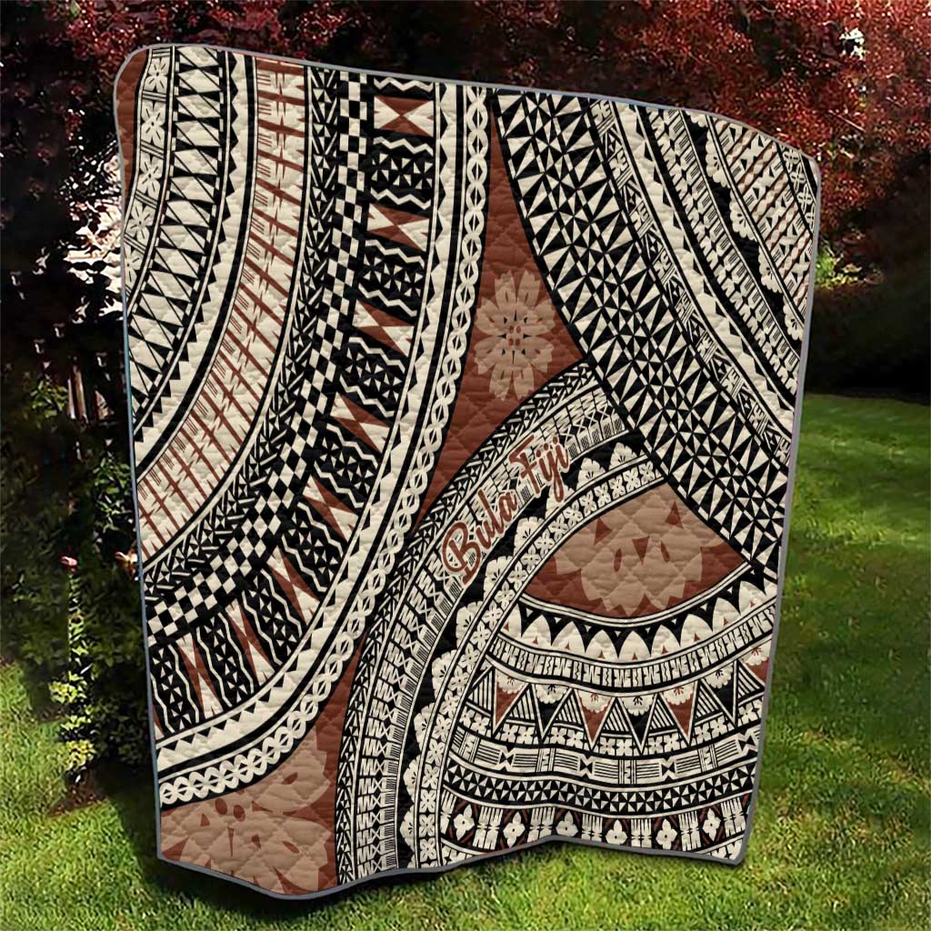 Bula Fiji Classic Masi Tapa Quilt Vintage Brown - Polynesian Pride