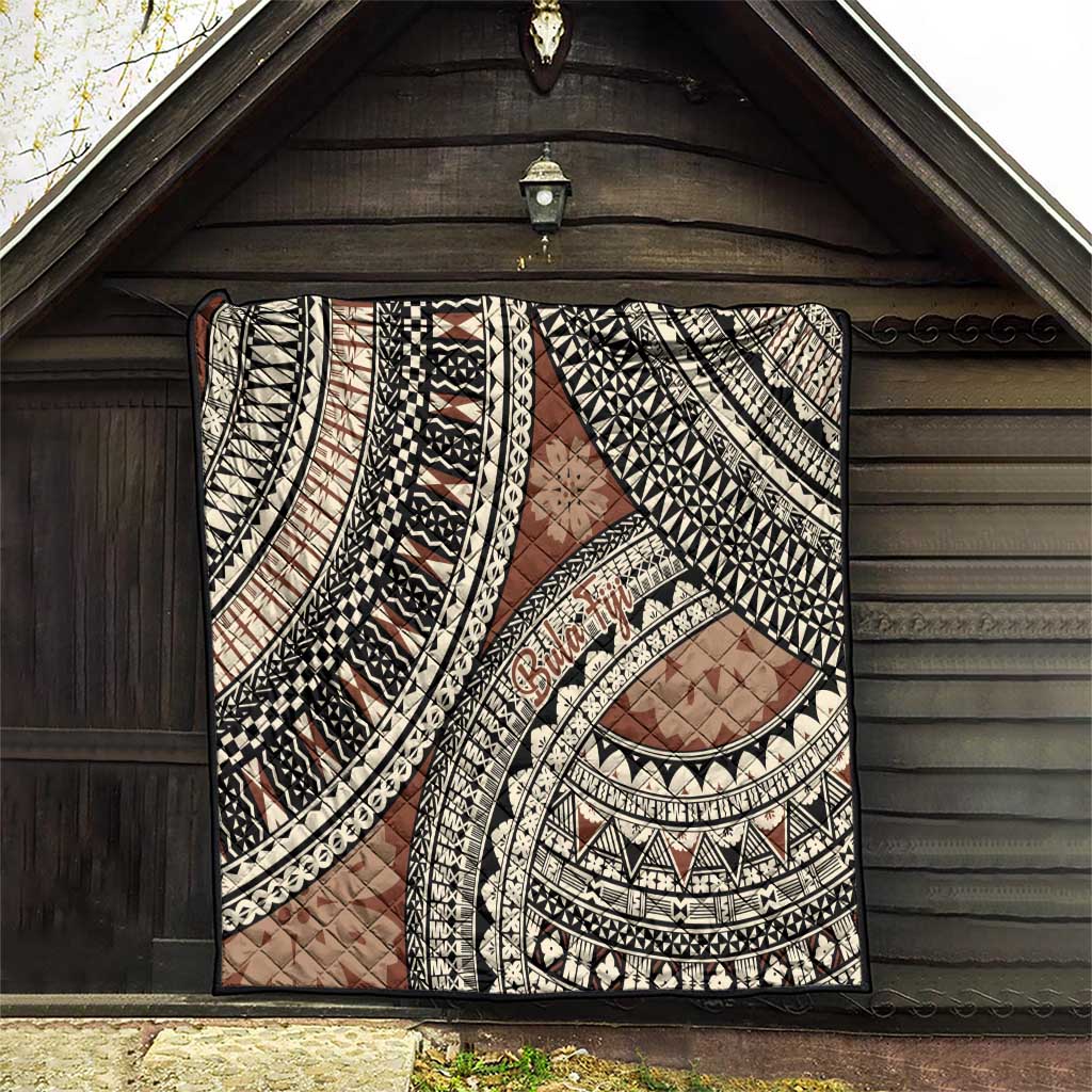 Bula Fiji Classic Masi Tapa Quilt Vintage Brown - Polynesian Pride