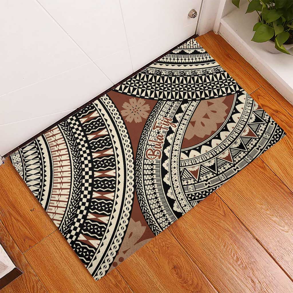 Bula Fiji Classic Masi Tapa Rubber Doormat Vintage Brown - Polynesian Pride