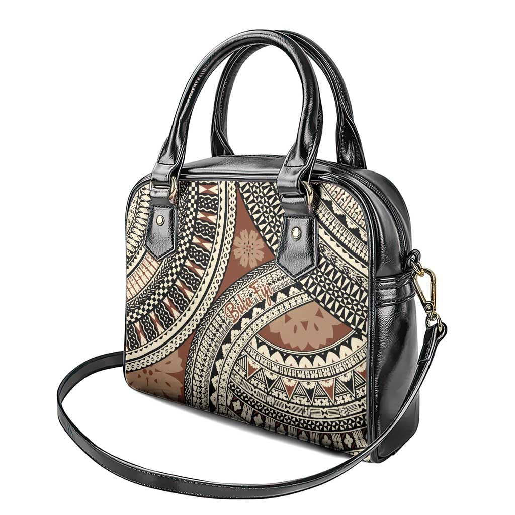 Bula Fiji Classic Masi Tapa Shoulder Handbag Vintage Brown - Polynesian Pride