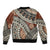 Bula Fiji Classic Masi Tapa Sleeve Zip Bomber Jacket Vintage Brown - Polynesian Pride