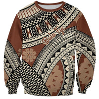 Bula Fiji Classic Masi Tapa Sweatshirt Vintage Brown - Polynesian Pride