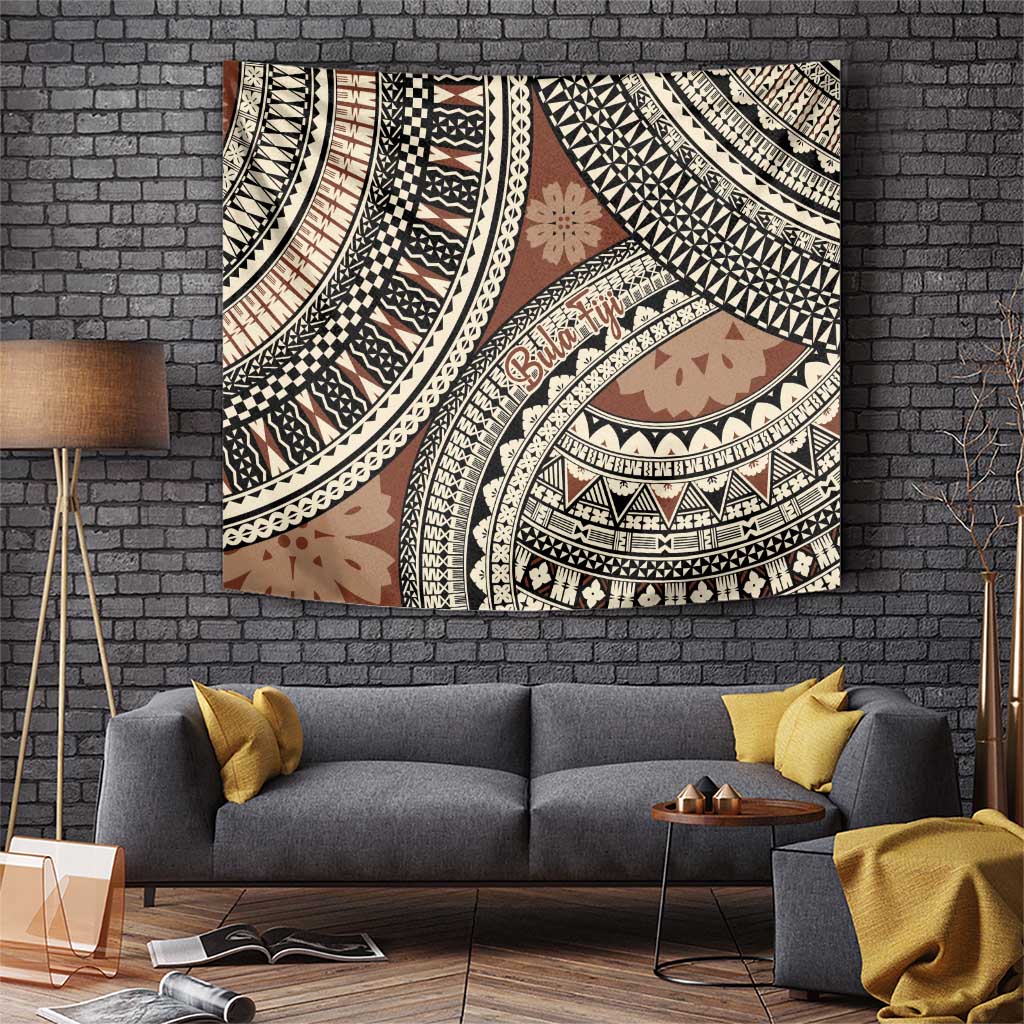 Bula Fiji Classic Masi Tapa Tapestry Vintage Brown - Polynesian Pride