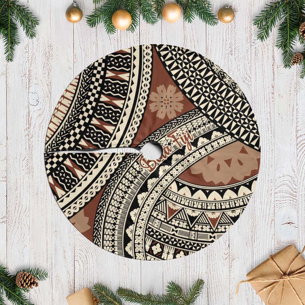 Bula Fiji Classic Masi Tapa Tree Skirt Vintage Brown - Polynesian Pride