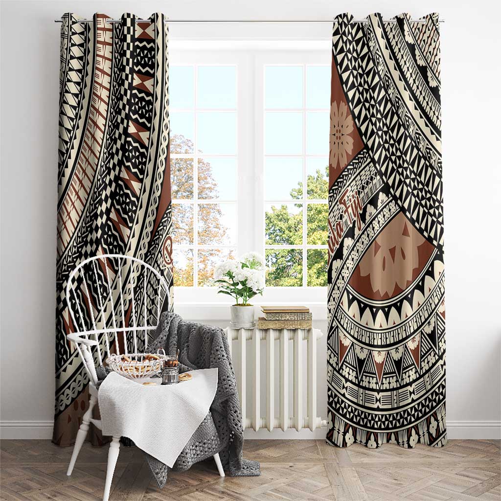 Bula Fiji Classic Masi Tapa Window Curtain Vintage Brown - Polynesian Pride